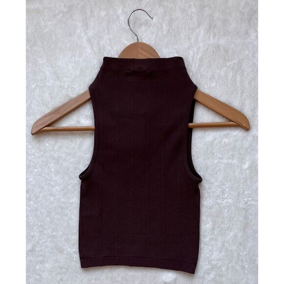 NWT Zara Brown Seamless Creased Limitless Contour Collection Sleeveless Crop Top - Picture 14 of 16